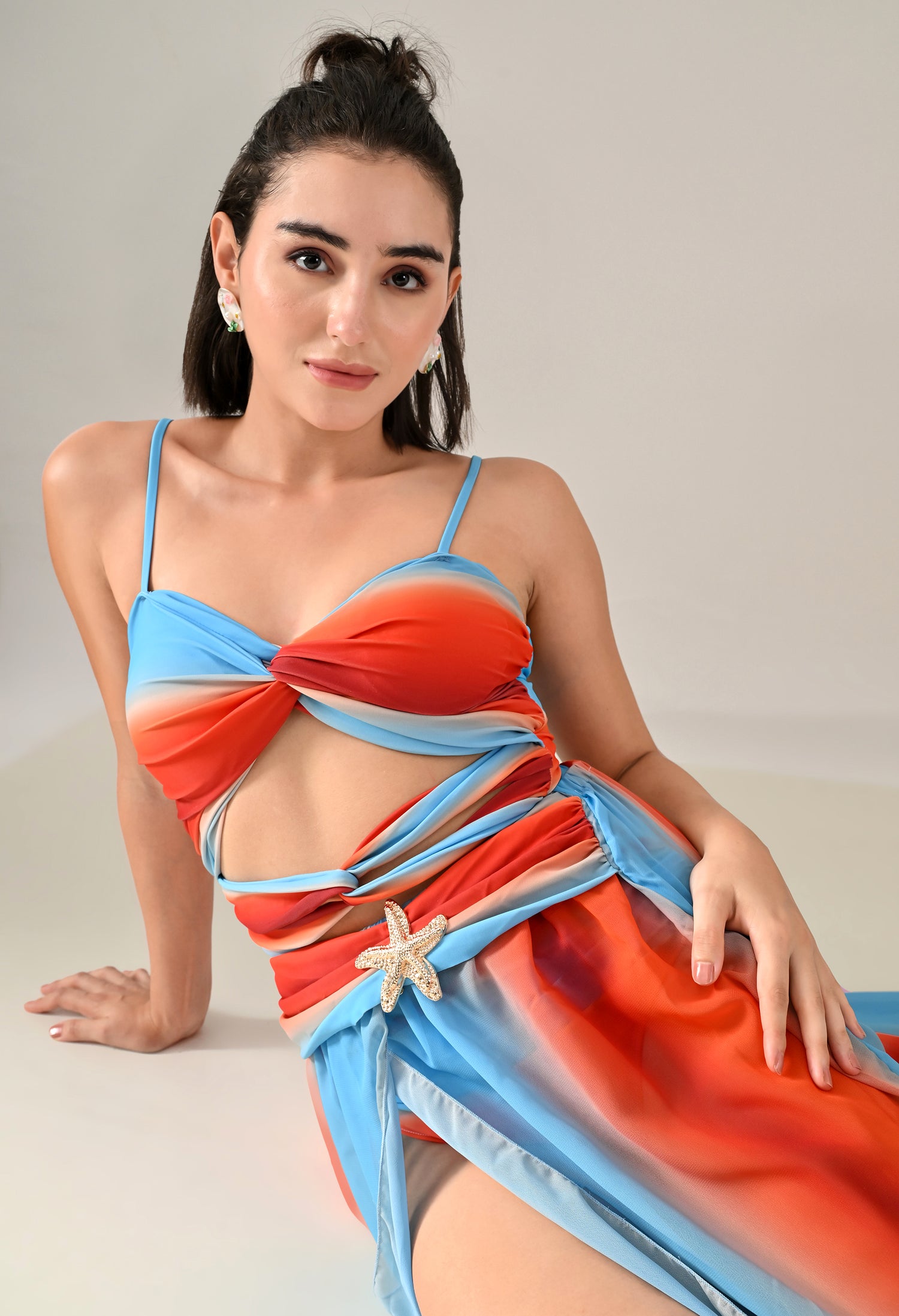 Sunset Splash Monokini With Skirt