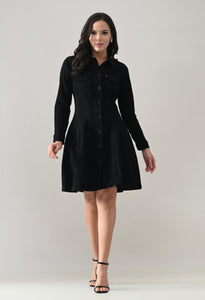 Collared Denim Mini Dress