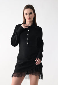 Lace Trim Panelled Mini Dress