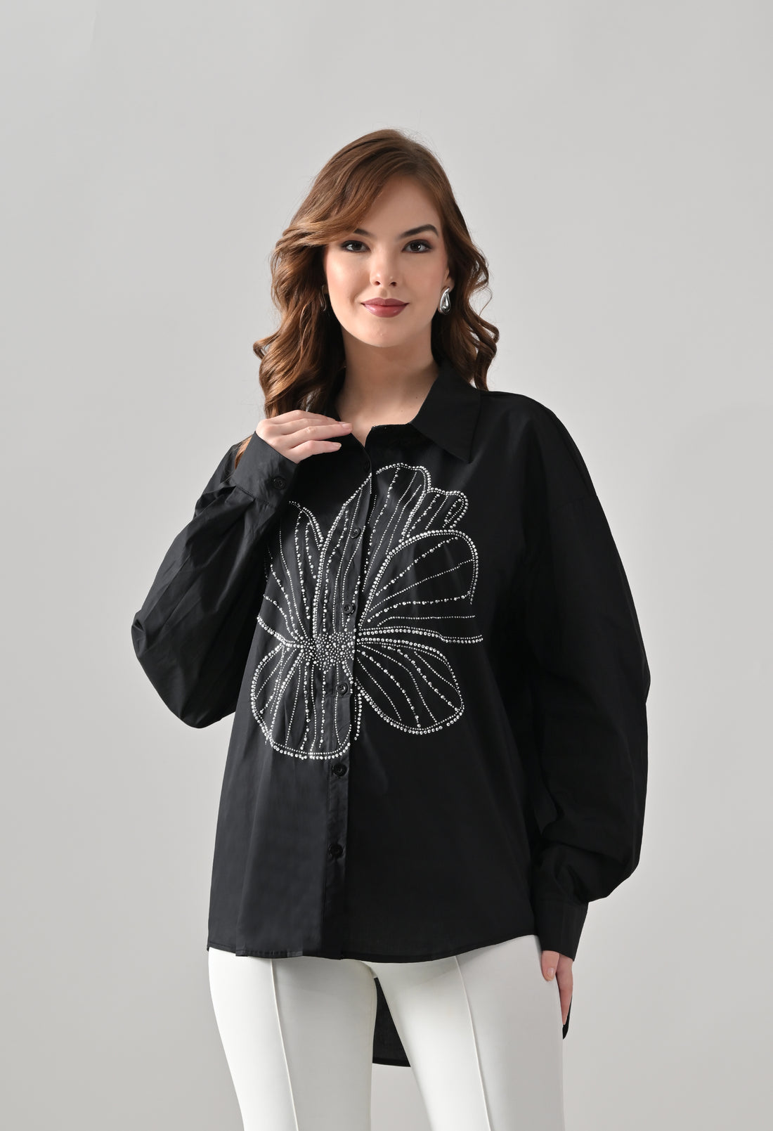 Crystal Bloom High-Low Shirt