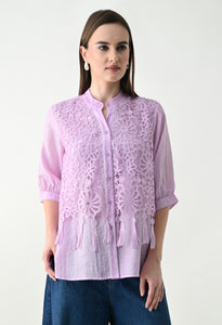 Washed Effect Lace Shirt