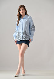 Blush Bloom Embroidered Shirt