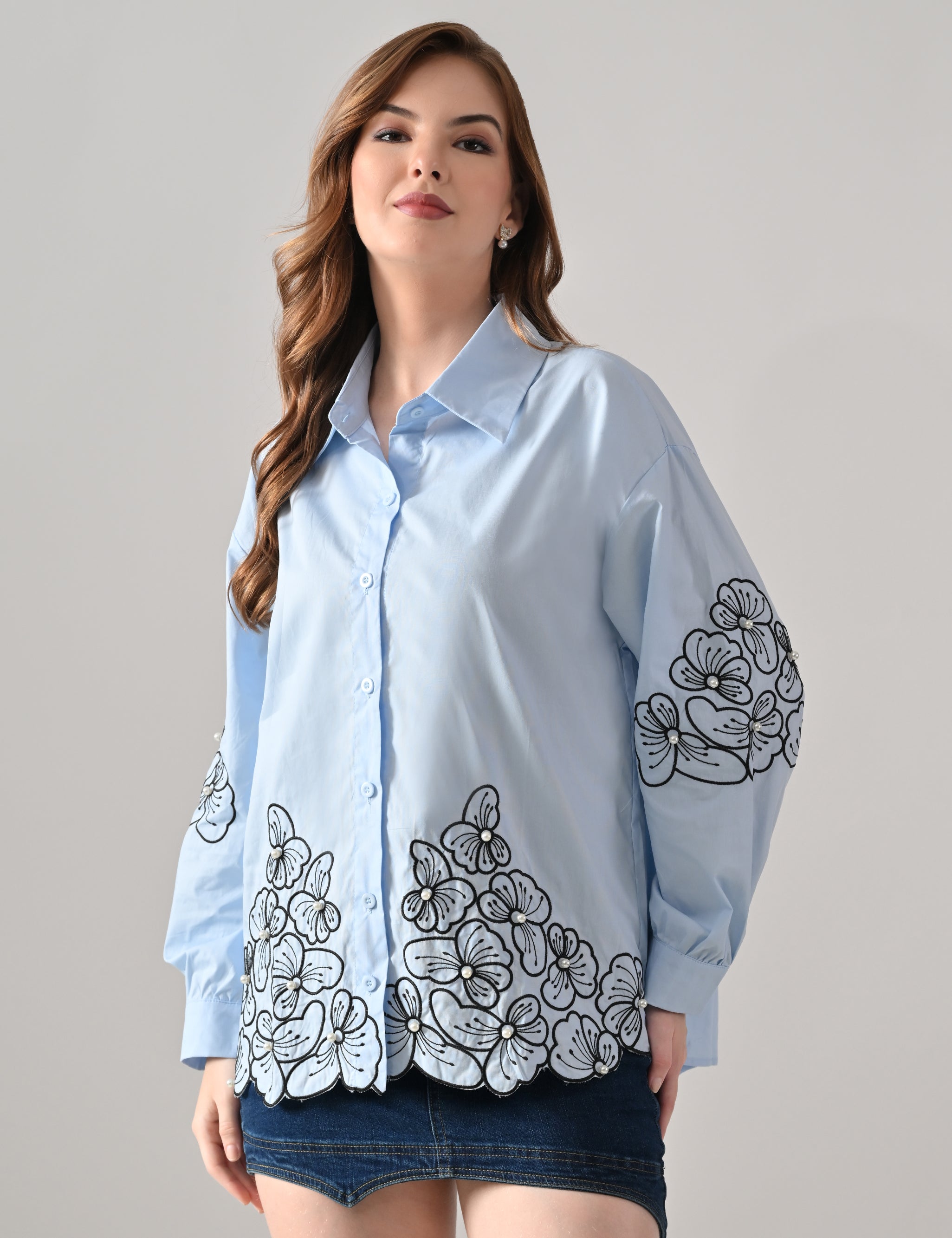 Blush Bloom Embroidered Shirt