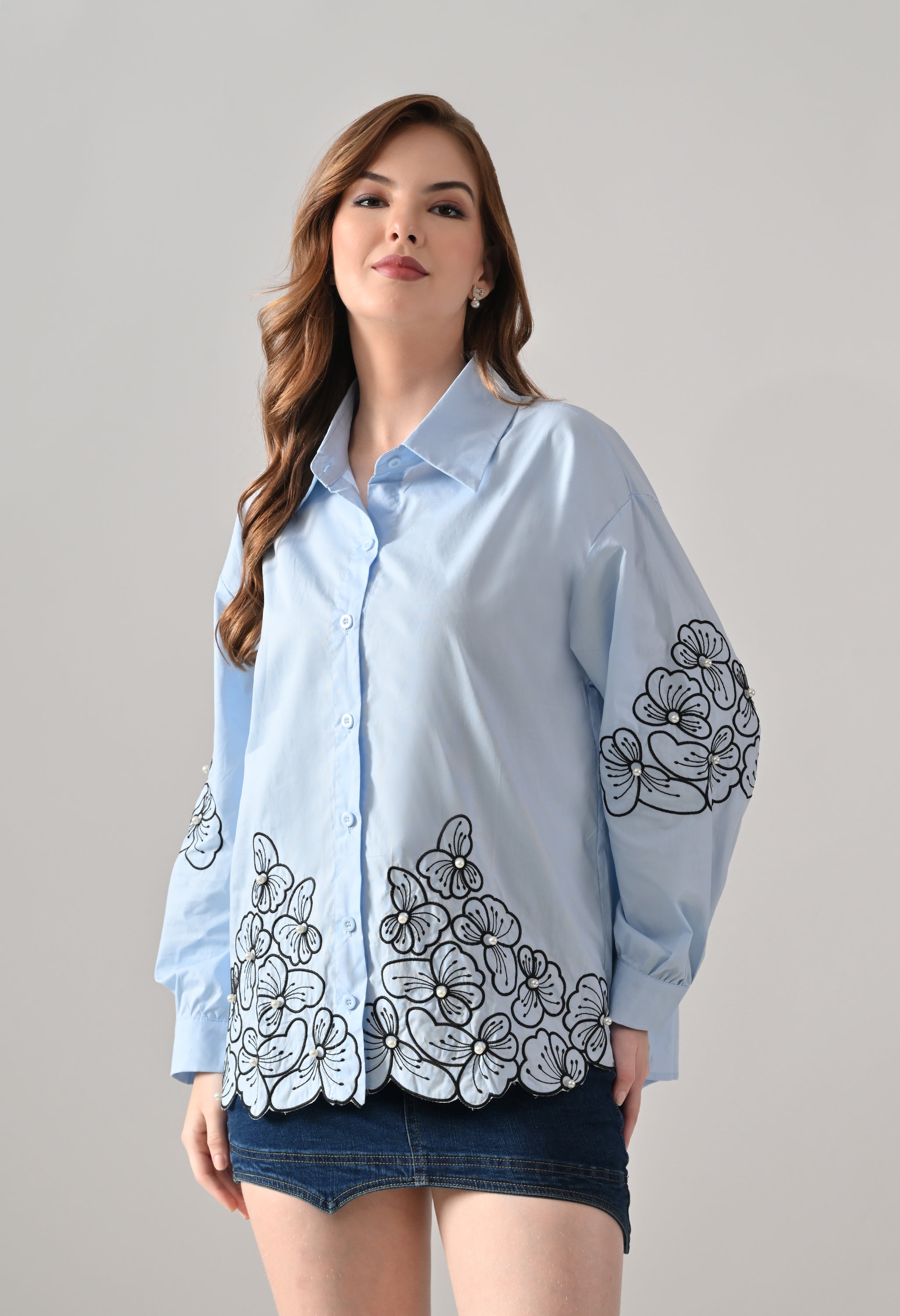 Blush Bloom Embroidered Shirt