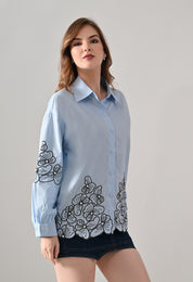 Blush Bloom Embroidered Shirt