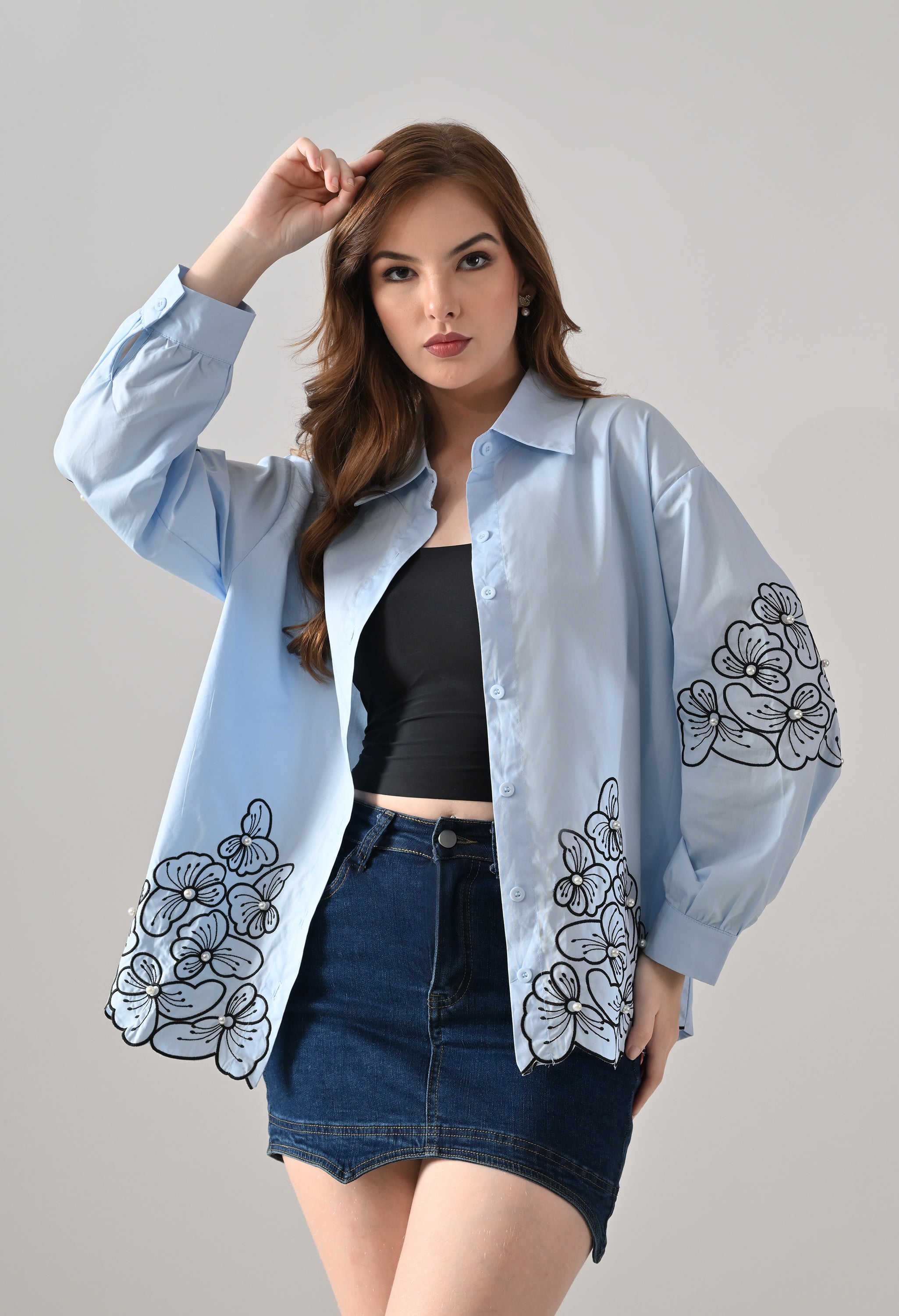 Blush Bloom Embroidered Shirt