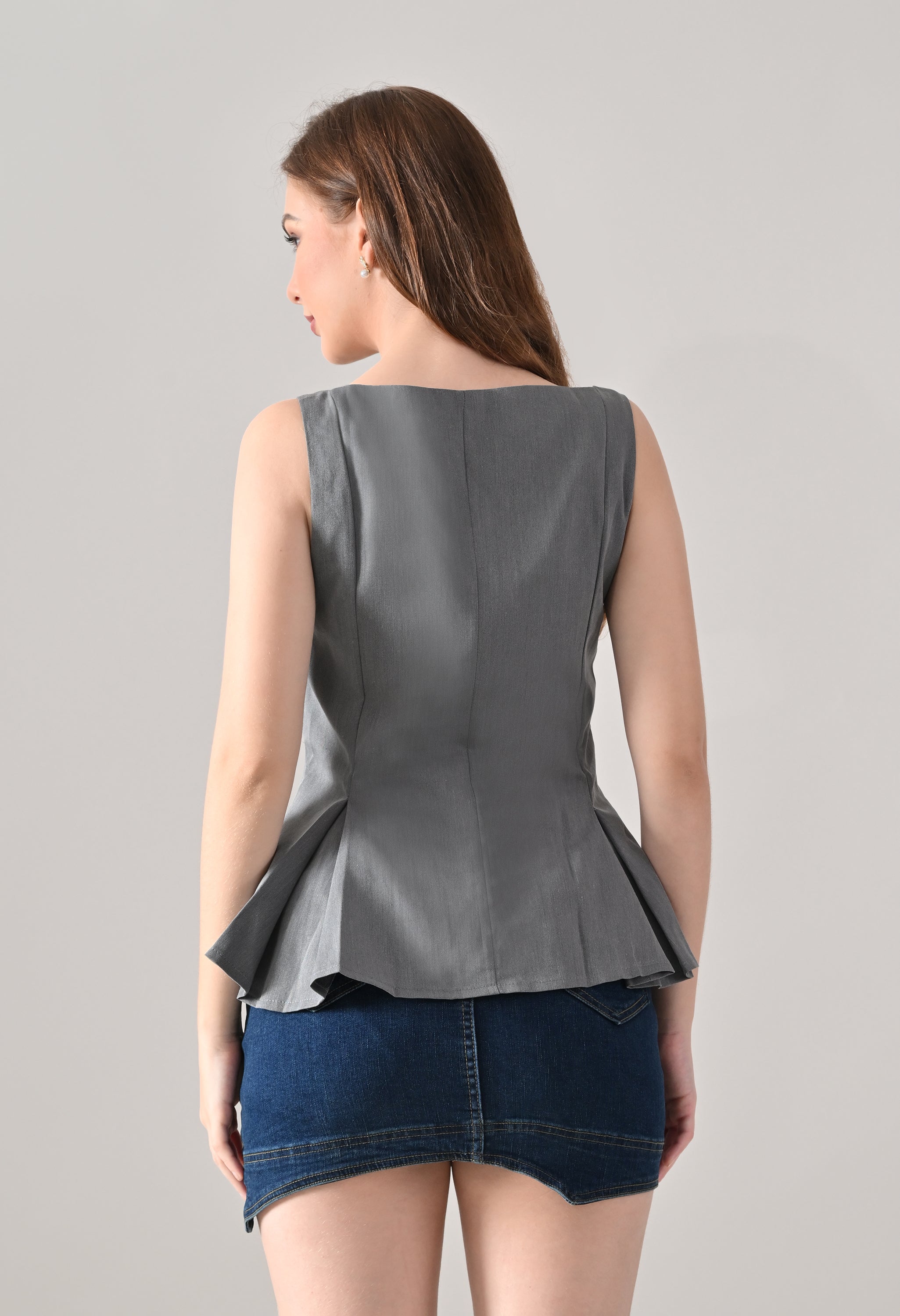 Regal Peplum Button Top