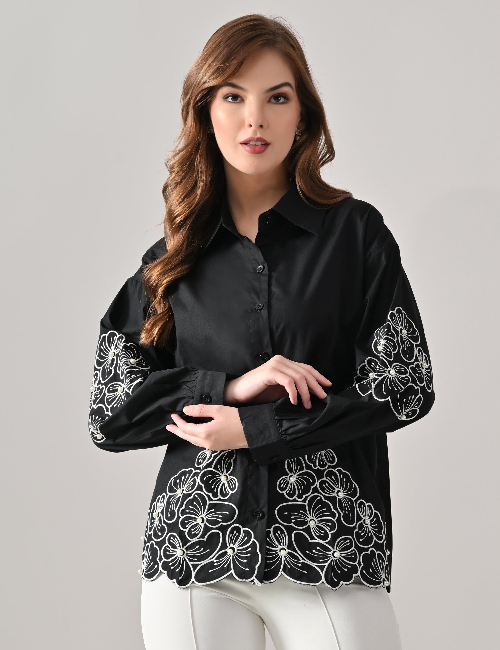 Blush Bloom Embroidered Shirt