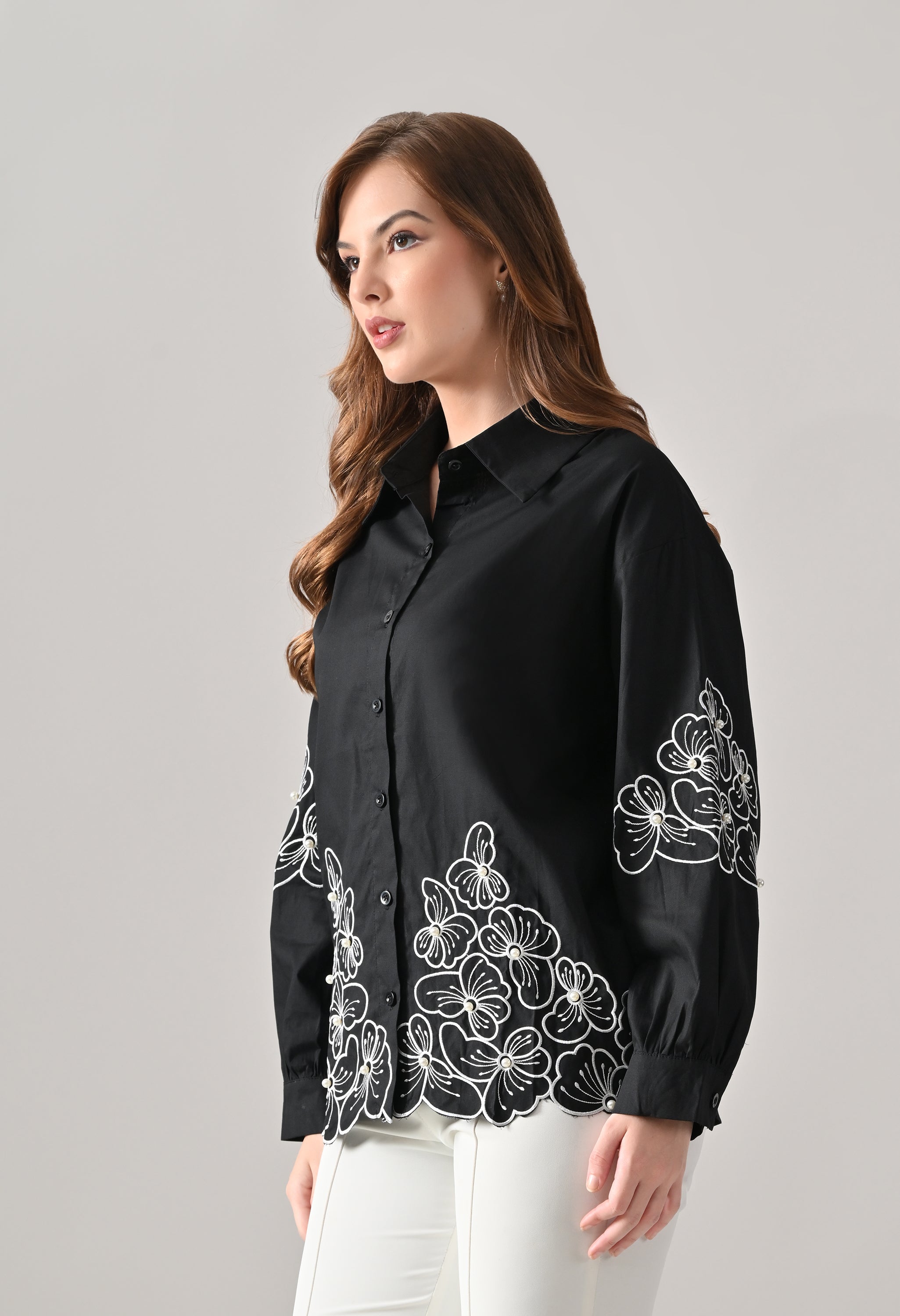 Blush Bloom Embroidered Shirt