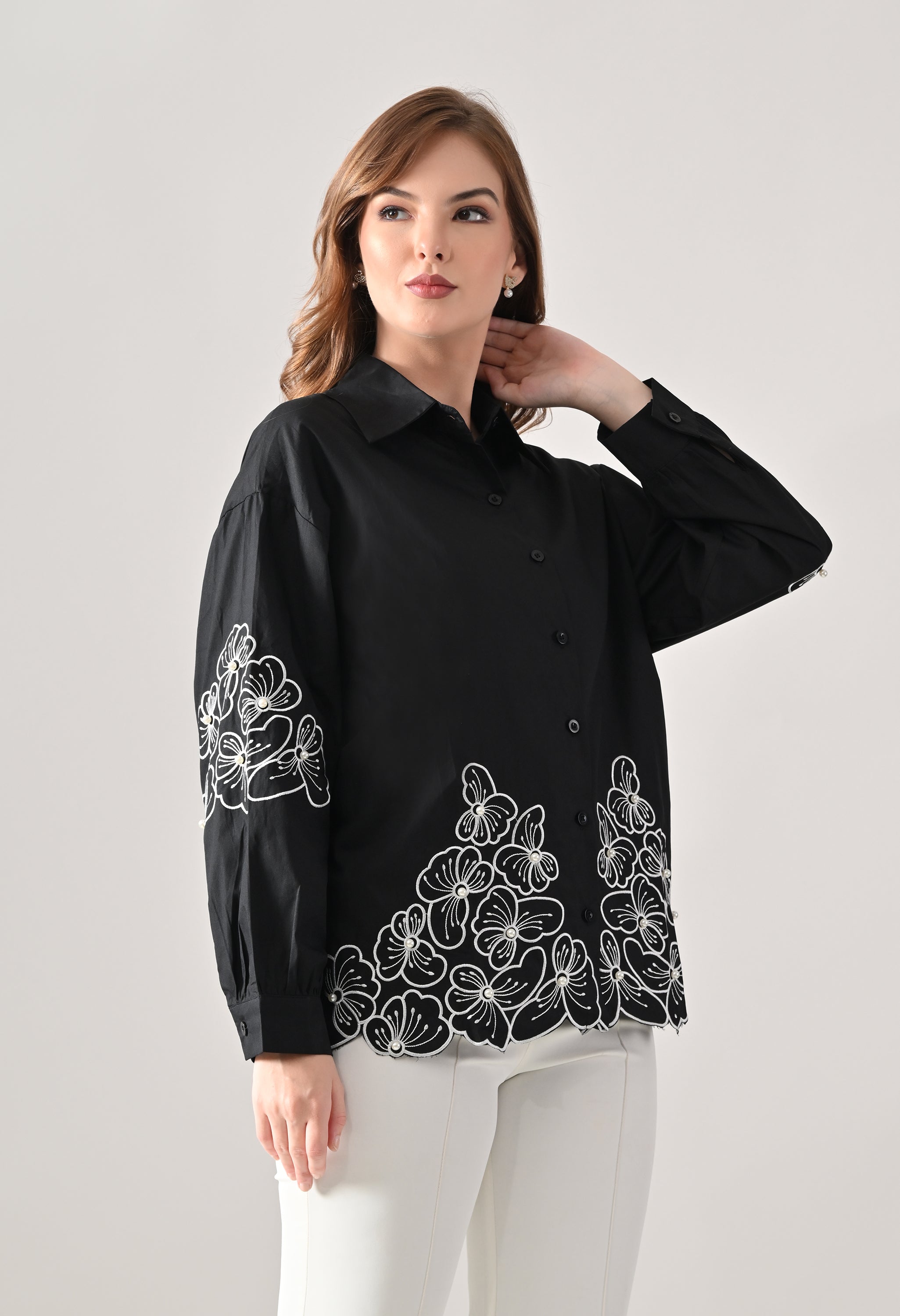 Blush Bloom Embroidered Shirt