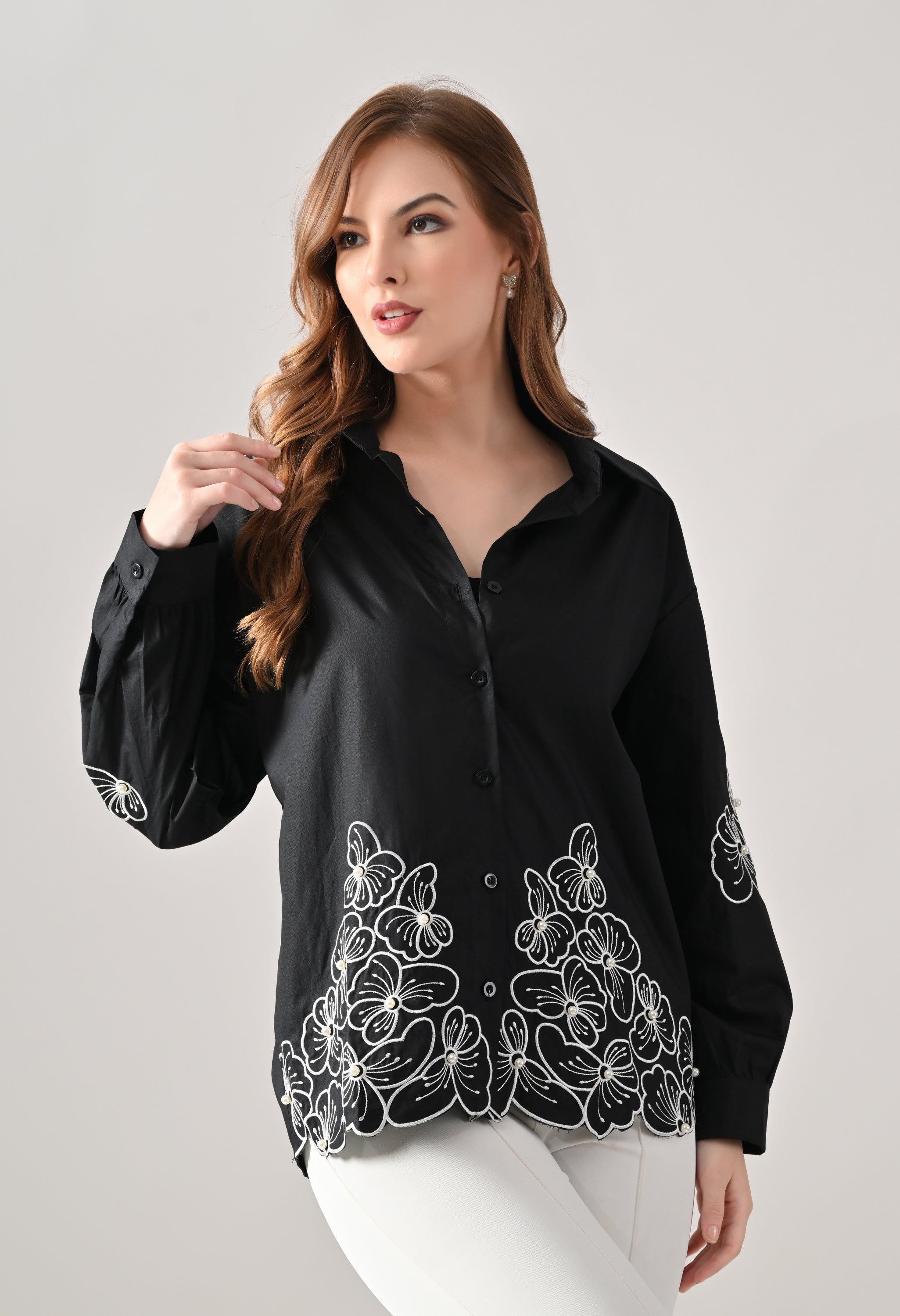Blush Bloom Embroidered Shirt