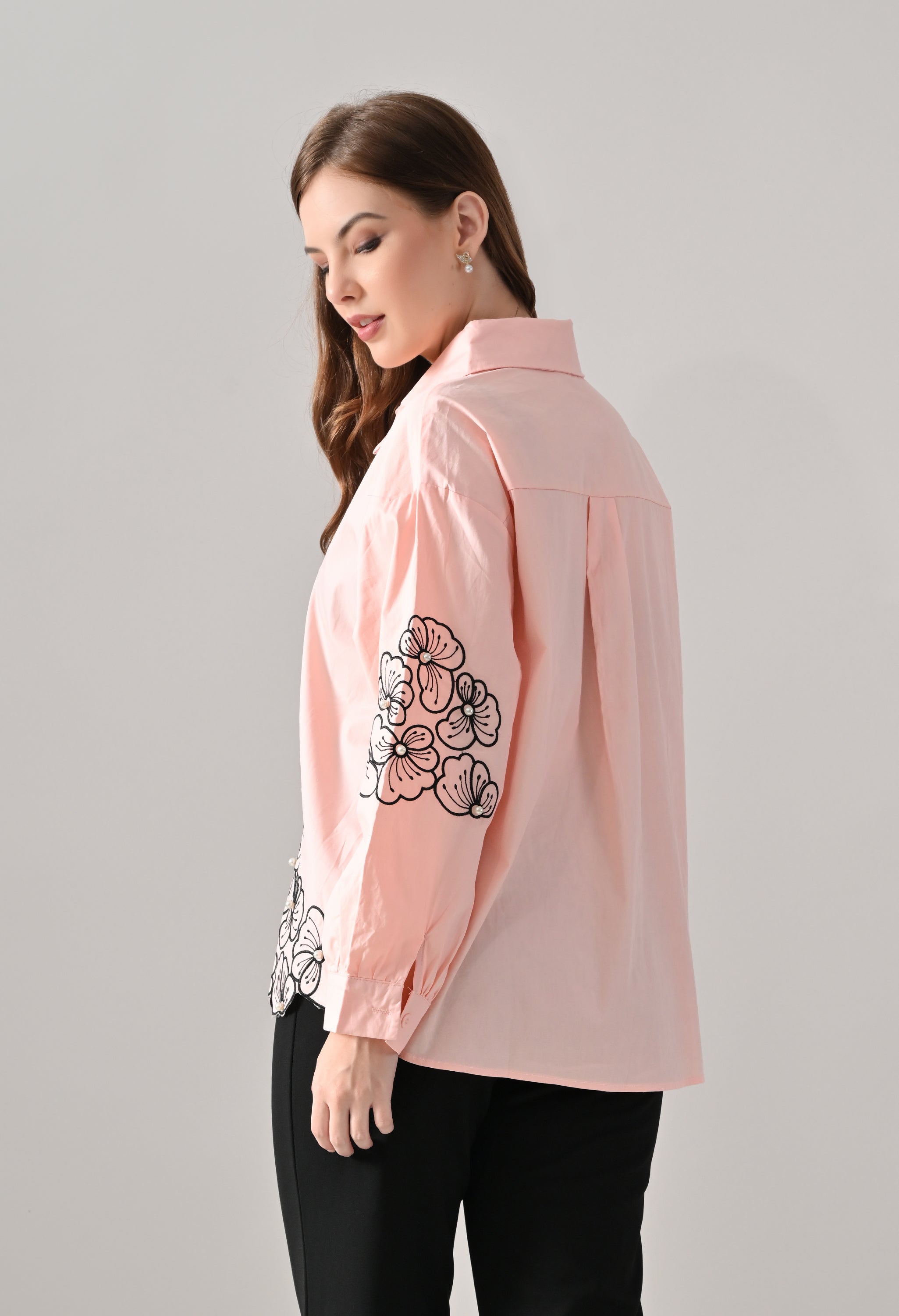 Blush Bloom Embroidered Shirt