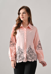 Blush Bloom Embroidered Shirt