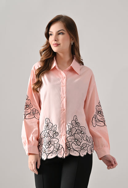 Blush Bloom Embroidered Shirt