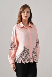 Blush Bloom Embroidered Shirt