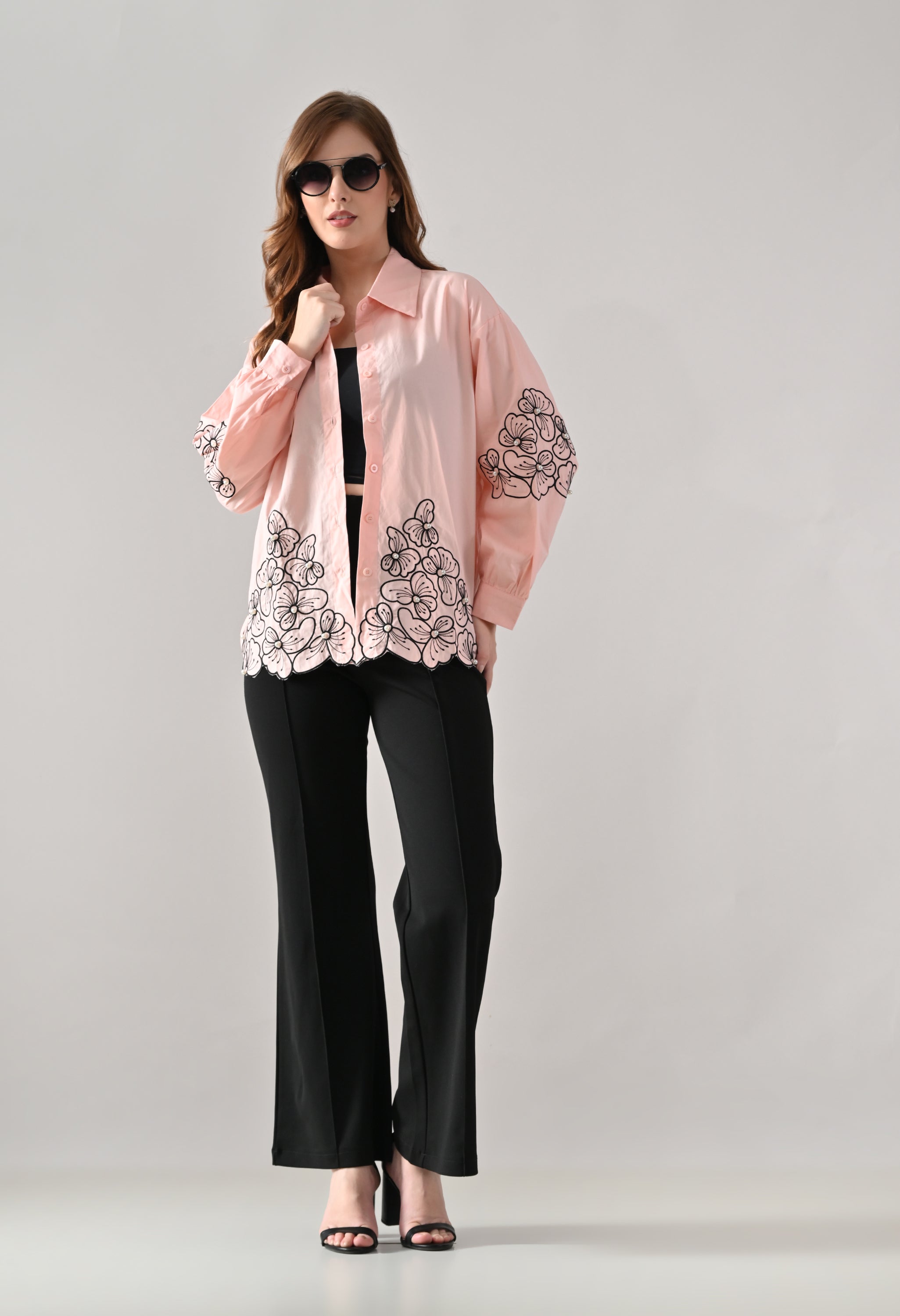 Blush Bloom Embroidered Shirt