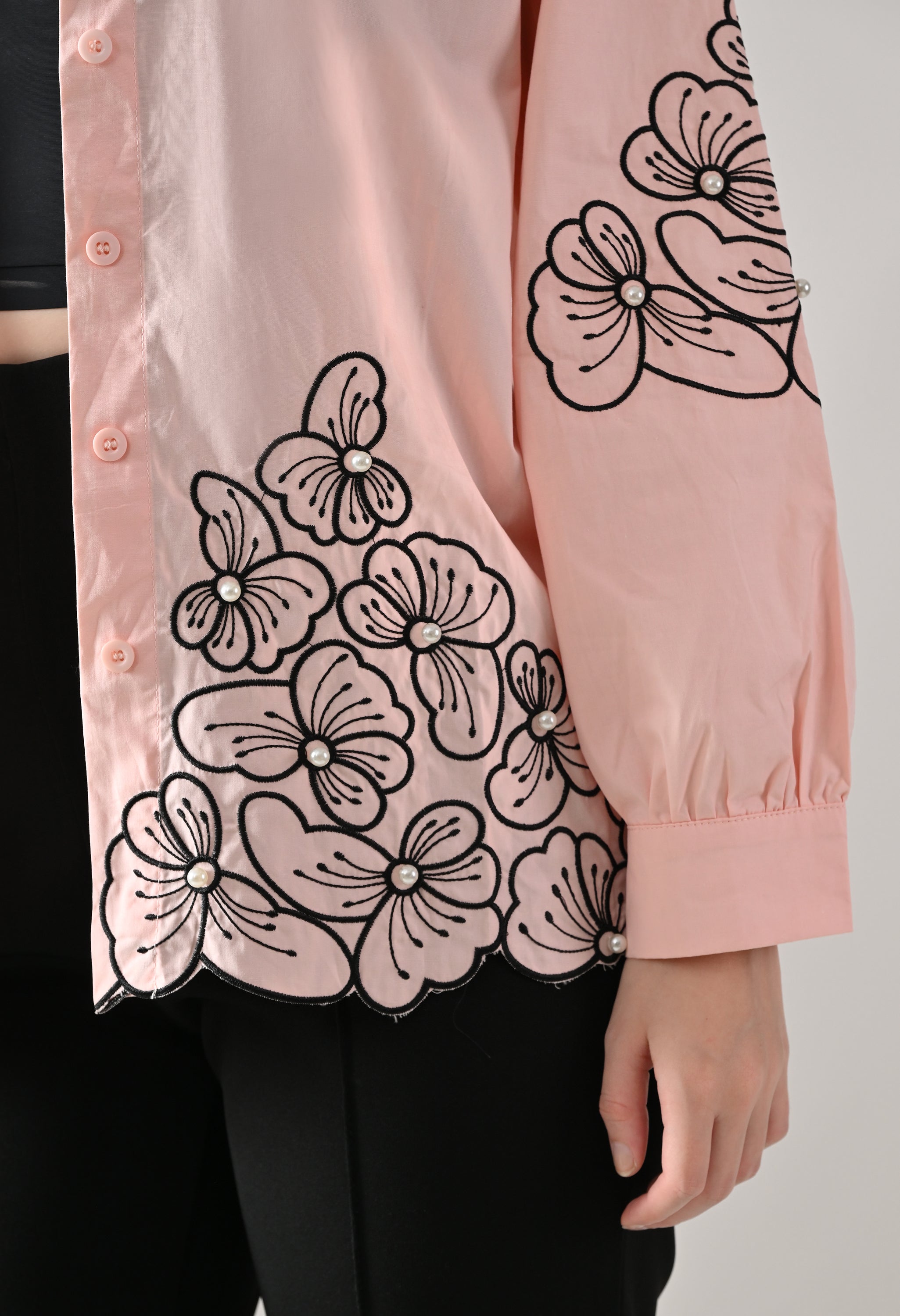 Blush Bloom Embroidered Shirt