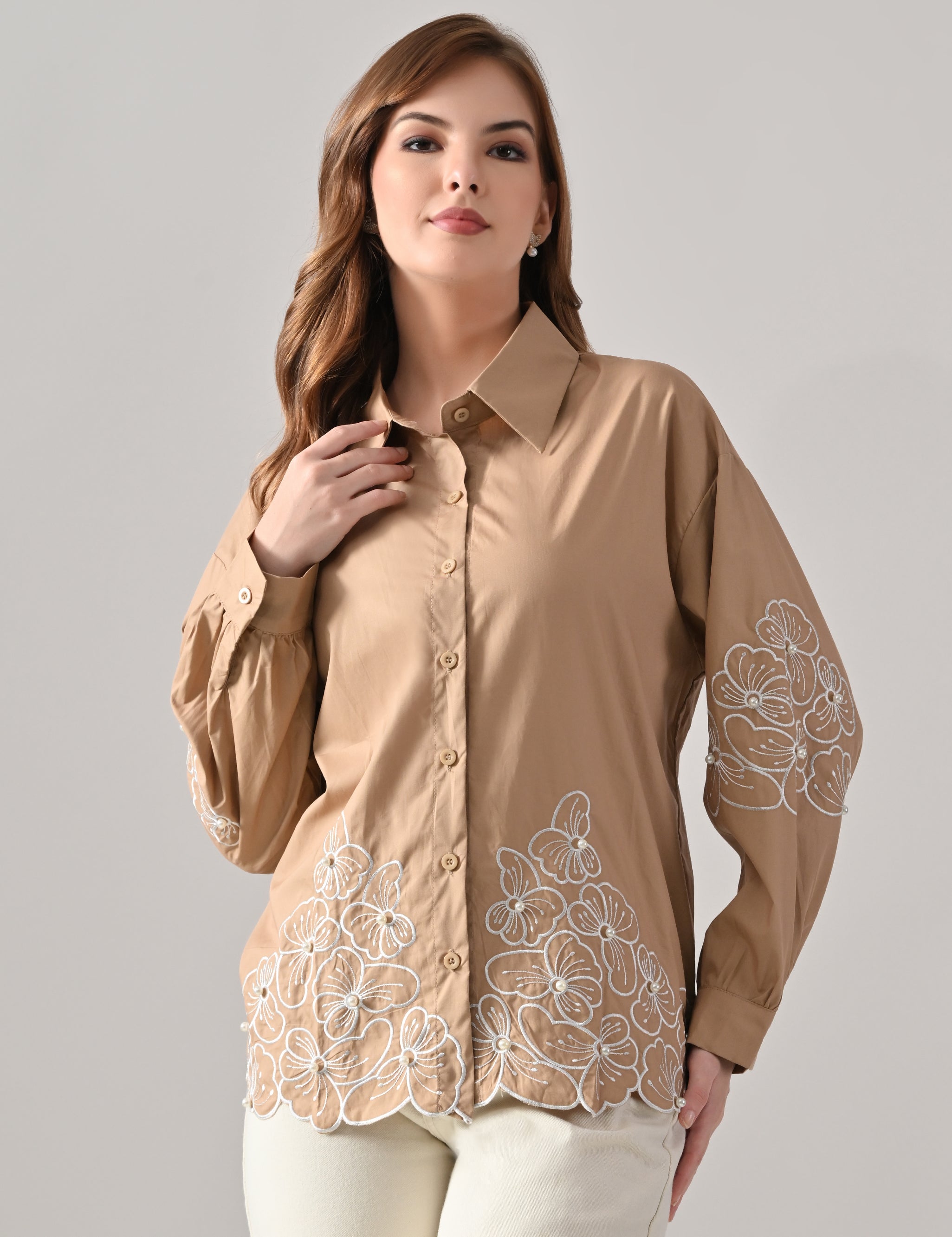 Blush Bloom Embroidered Shirt