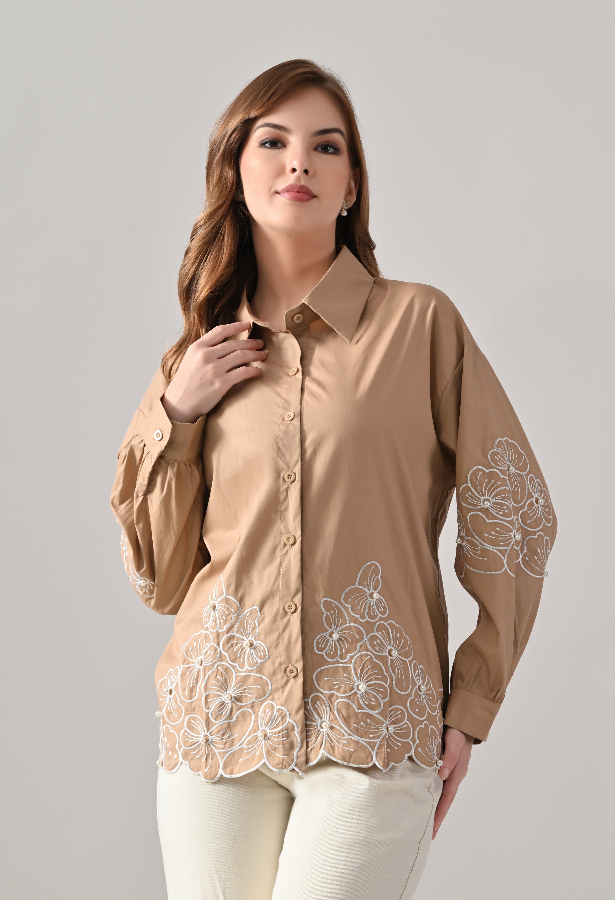 Blush Bloom Embroidered Shirt