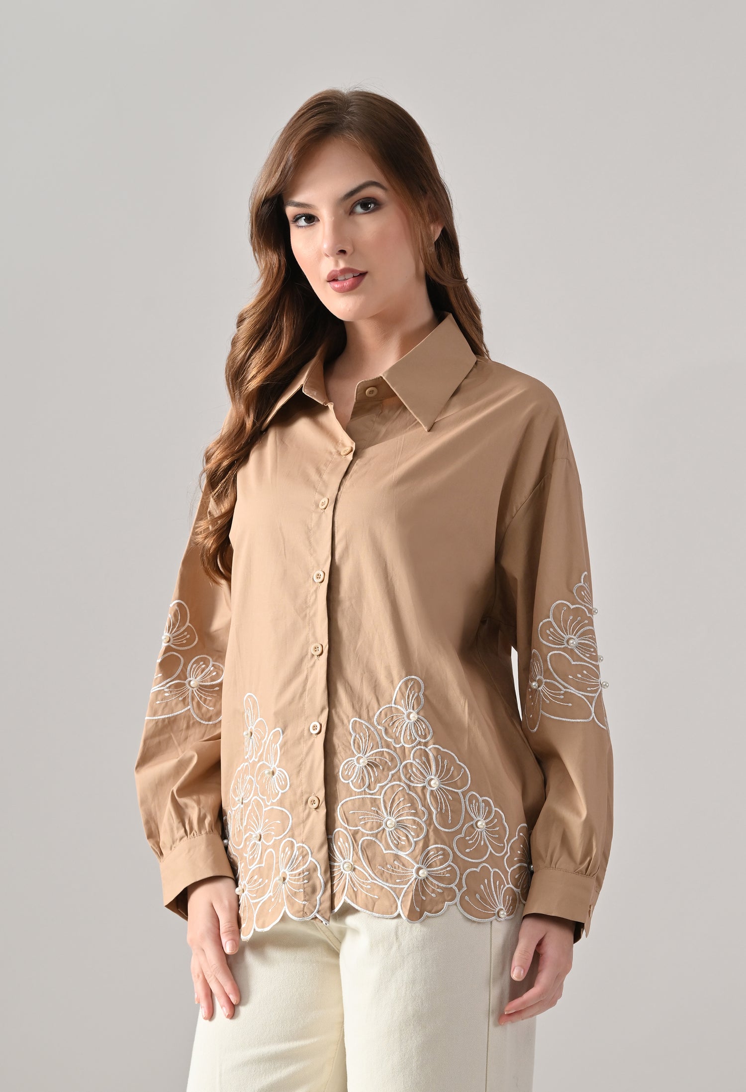 Blush Bloom Embroidered Shirt