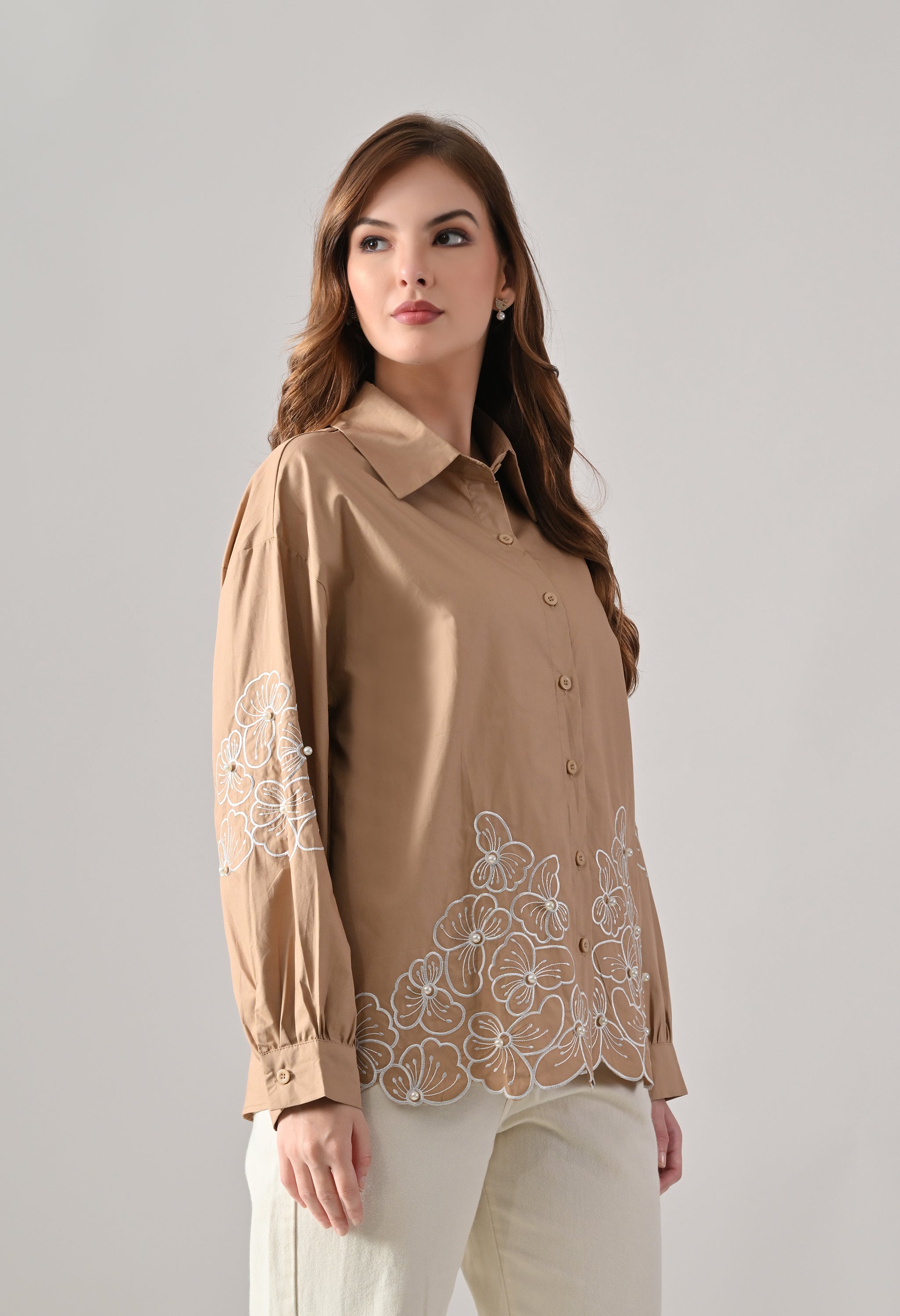 Blush Bloom Embroidered Shirt