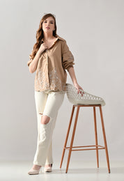 Blush Bloom Embroidered Shirt