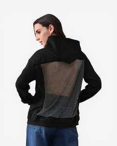 Rhinestone Mesh Back Hoodie