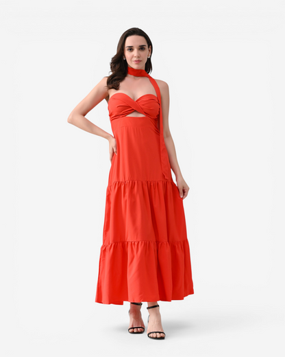 Draped Flare Midi Dress