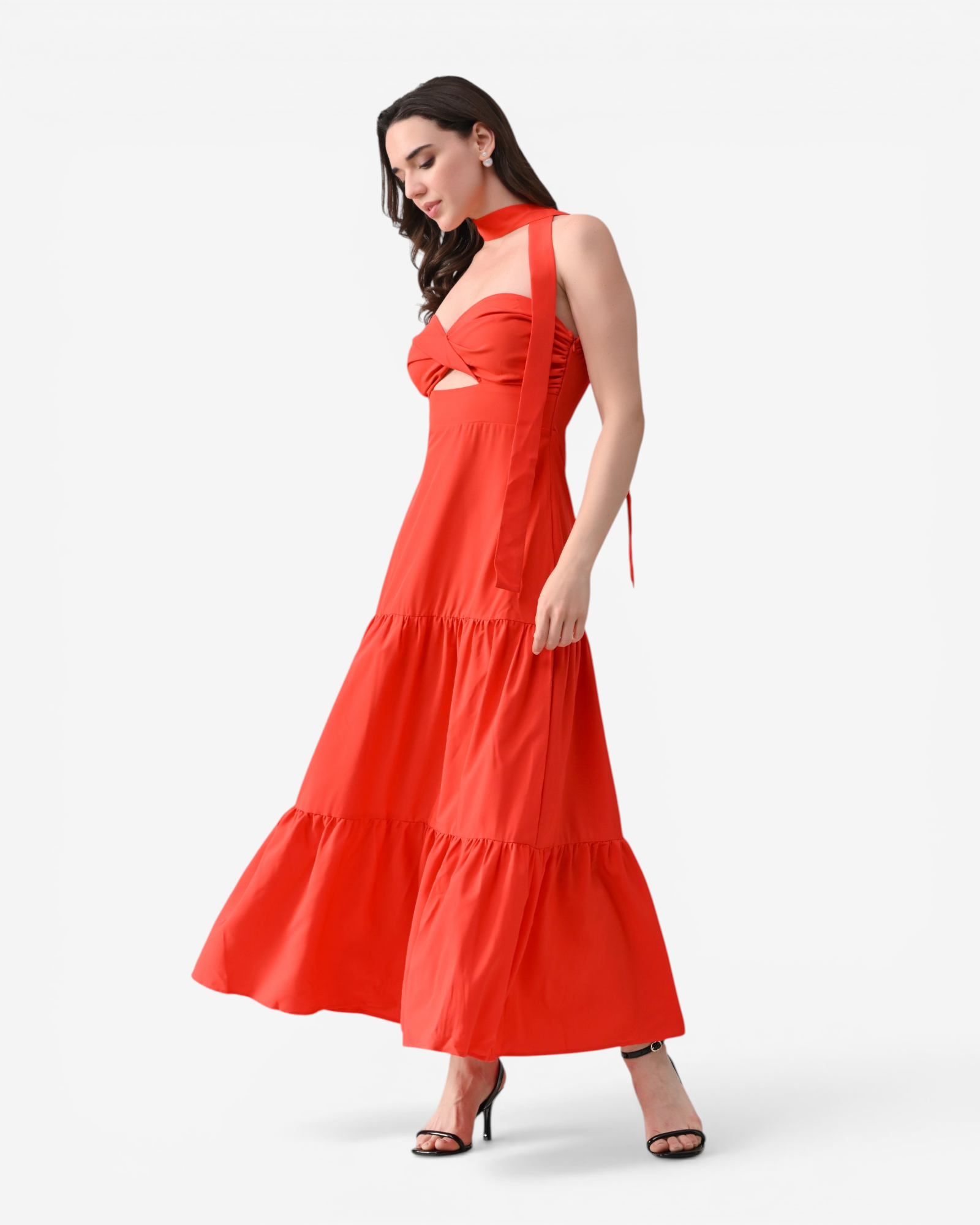 Draped Flare Midi Dress