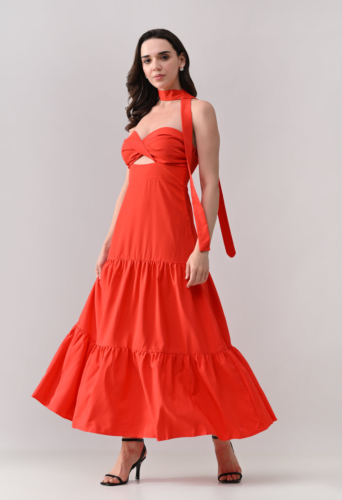 Draped Flare Midi Dress