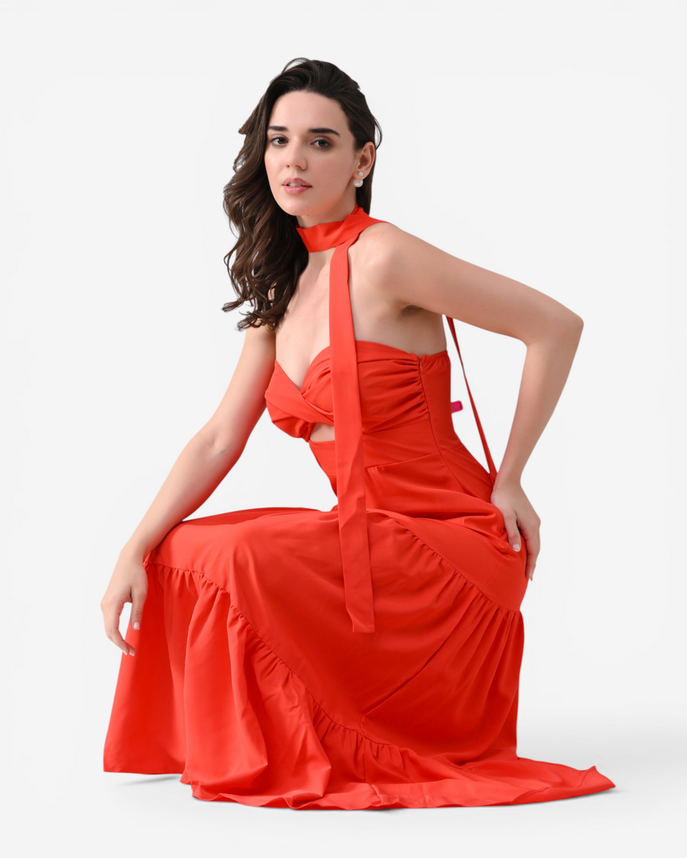 Draped Flare Midi Dress