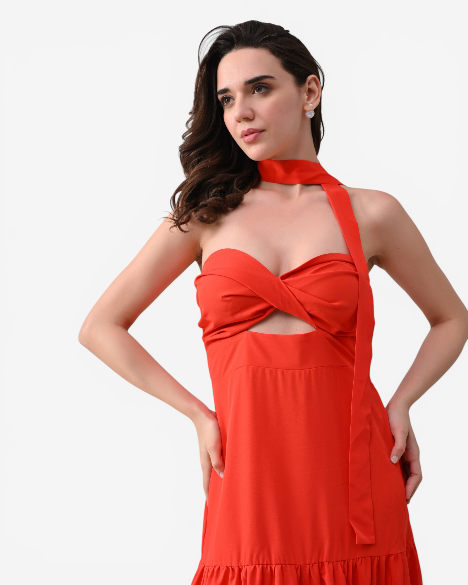 Draped Flare Midi Dress