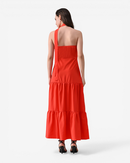 Draped Flare Midi Dress