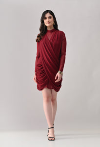 Ruched Wrap Mini Dress
