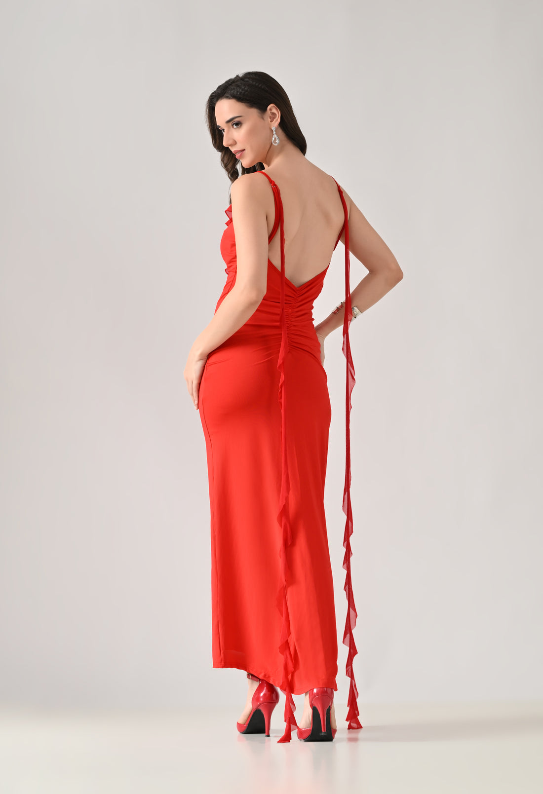 Ruffled Backless Maxi Dress