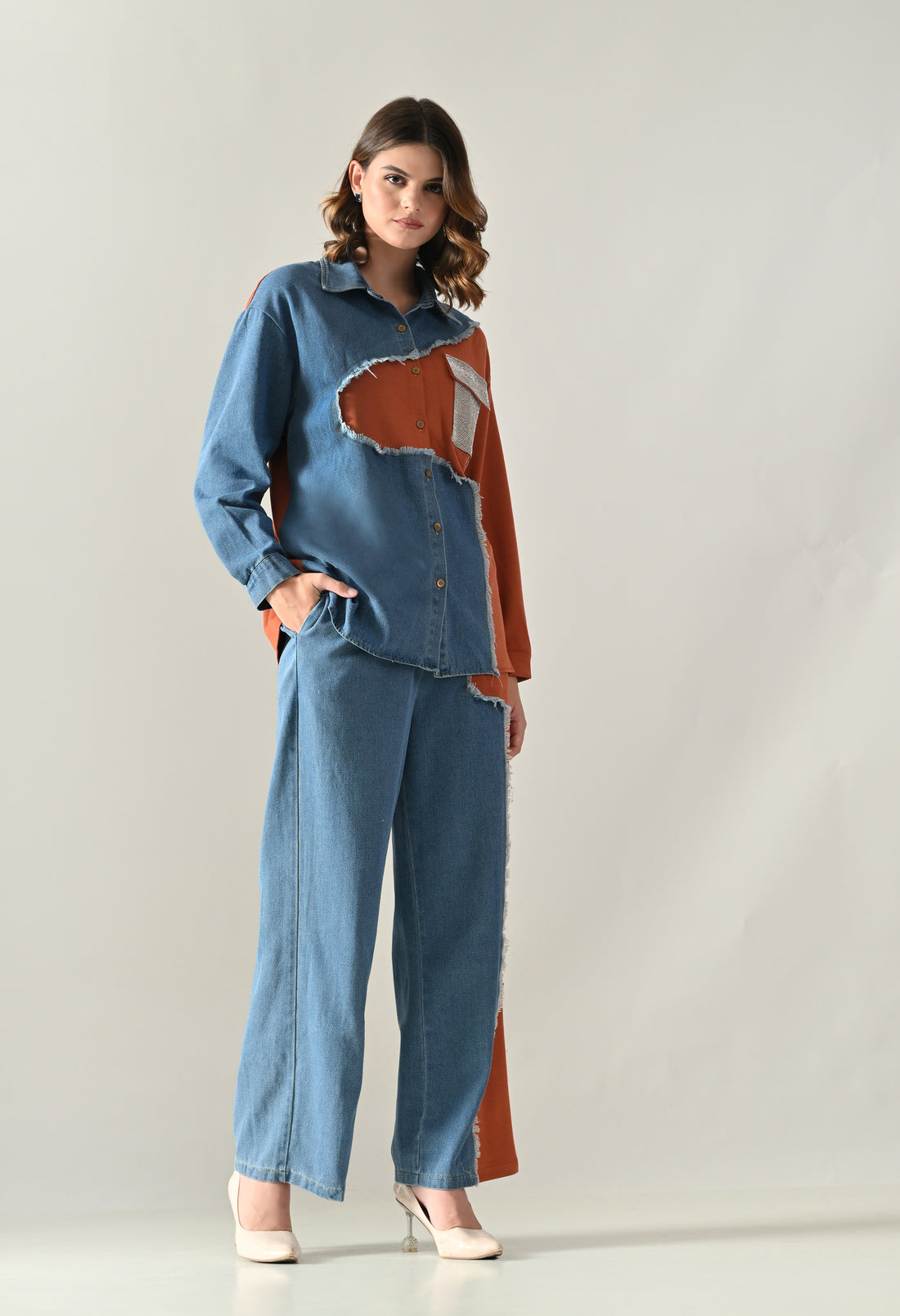Rhineblock Denim Two-Piece Set