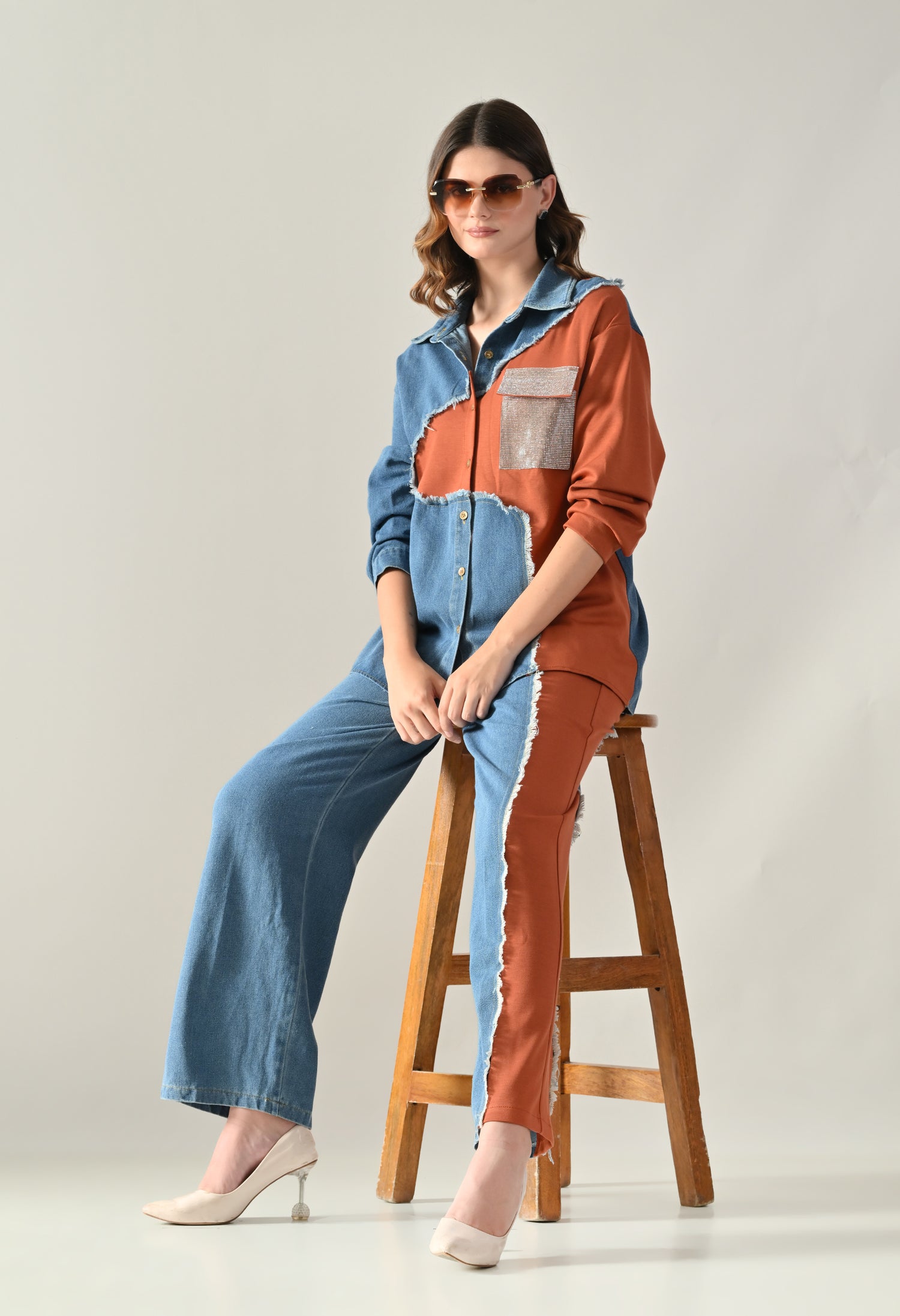 Rhineblock Denim Two-Piece Set