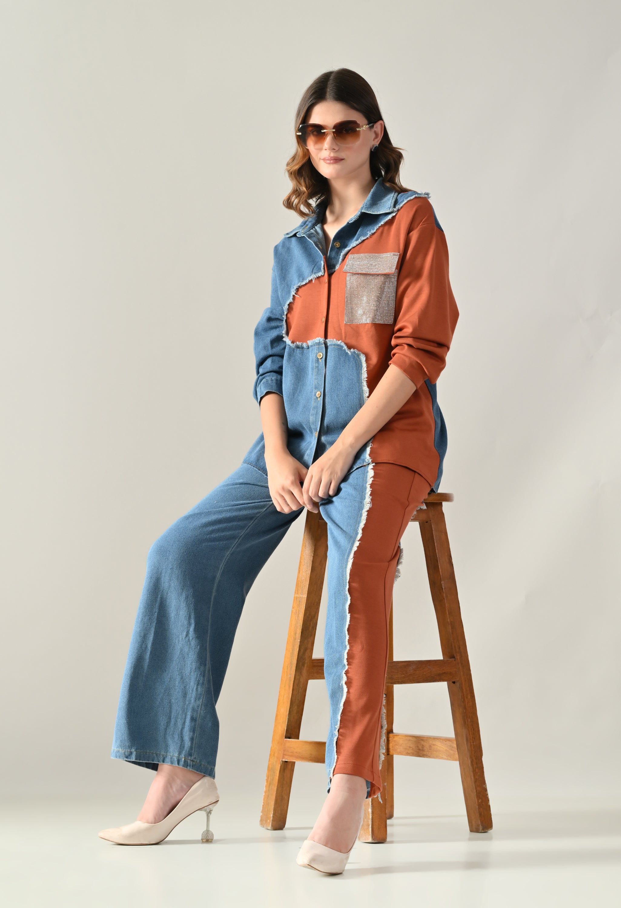Rhineblock Denim Two-Piece Set