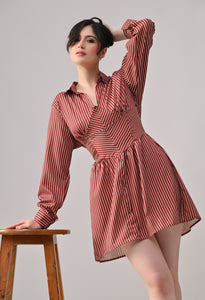 Striped Panelled Shirt Dress