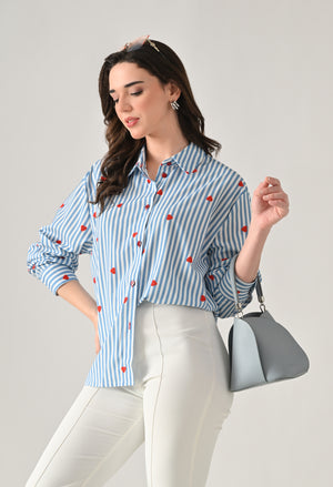 Striped Shirt With Heart Print