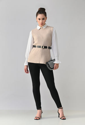 Knitted Winter Vest and Shirt Set