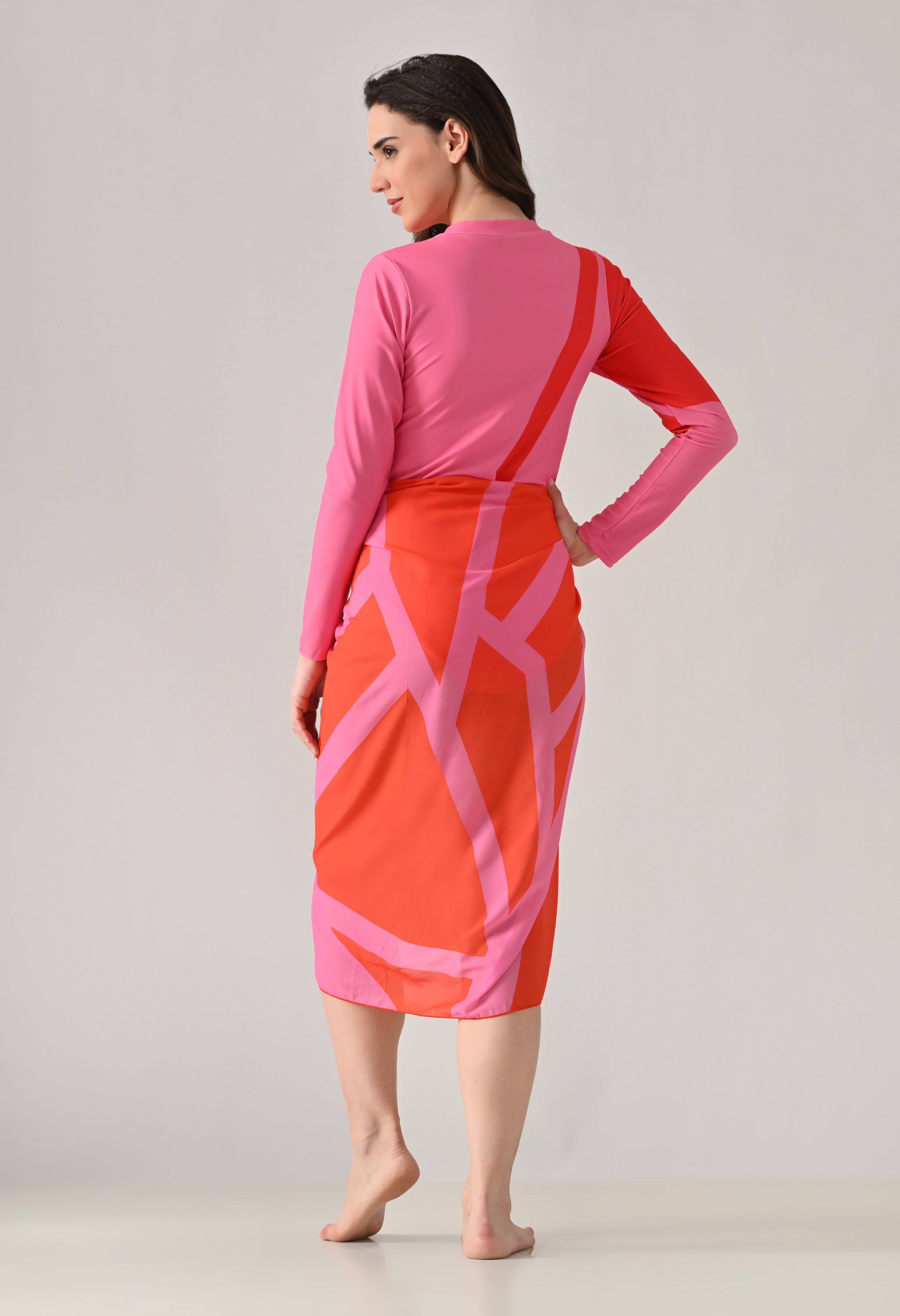 Abstract Print Monokini With Sarong