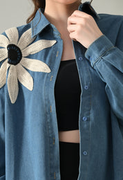 Embroidered Denim Blossom Shirt
