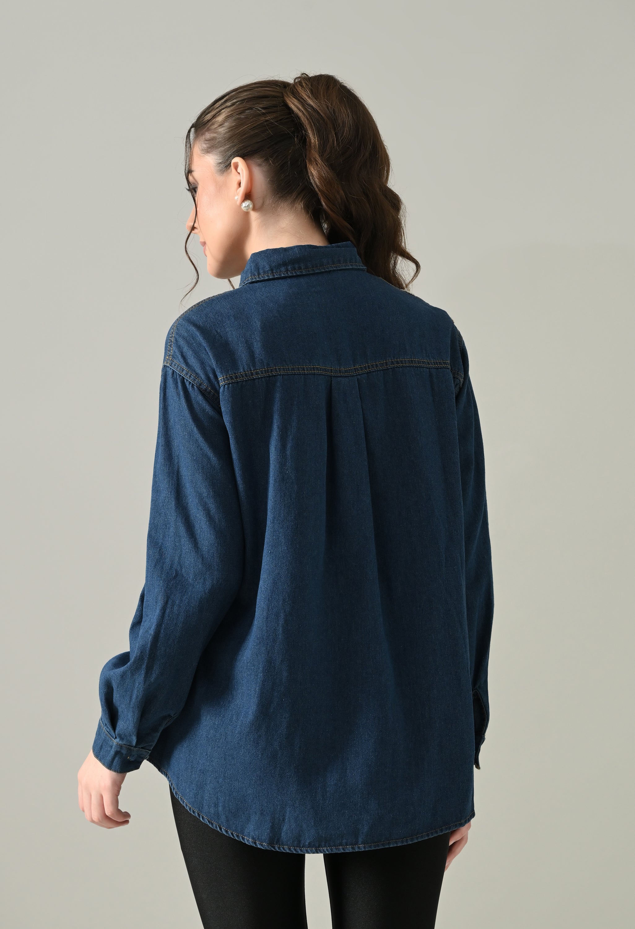 Embroidered Denim Blossom Shirt