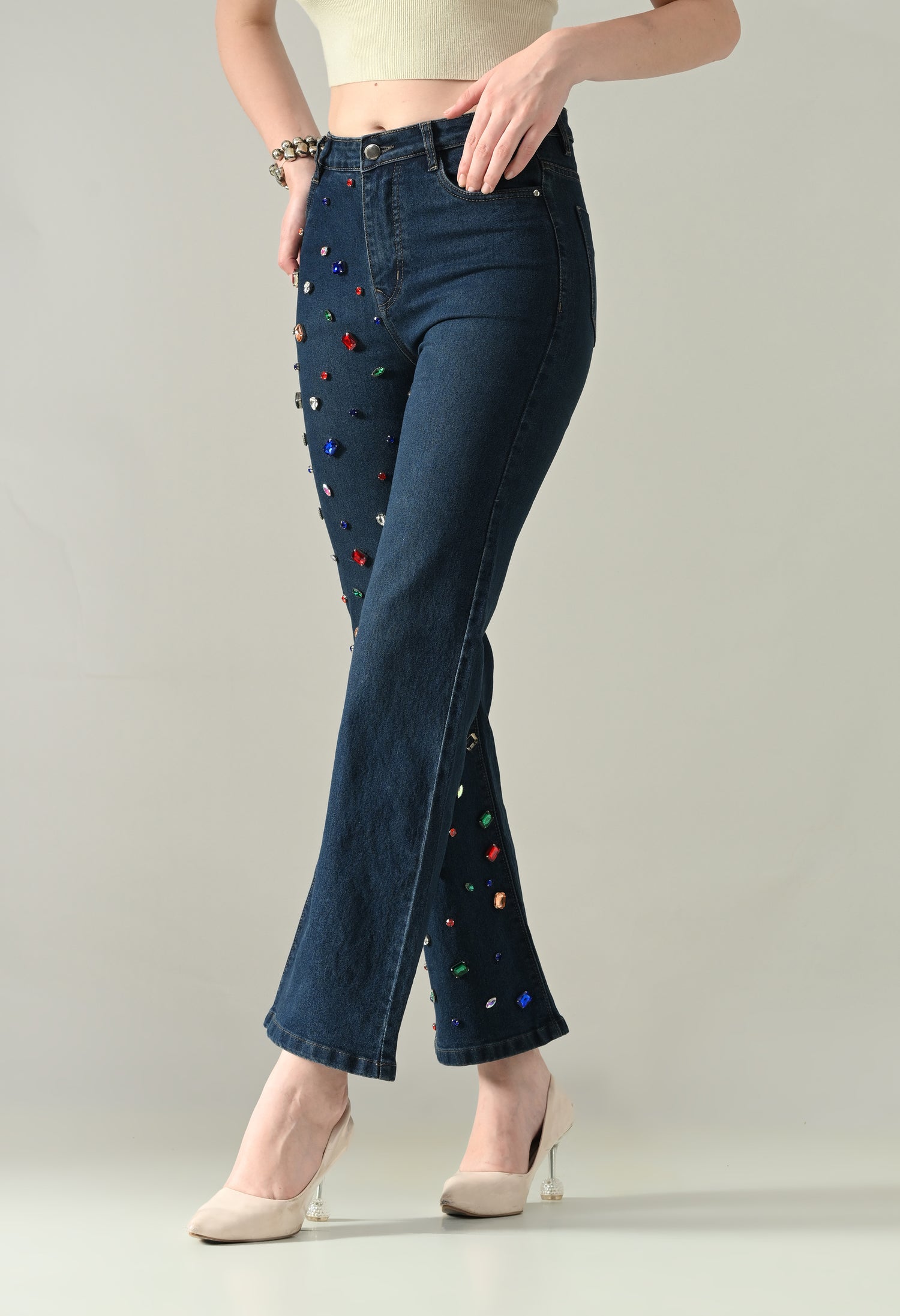 Rhinestone Radiance Denim Jeans