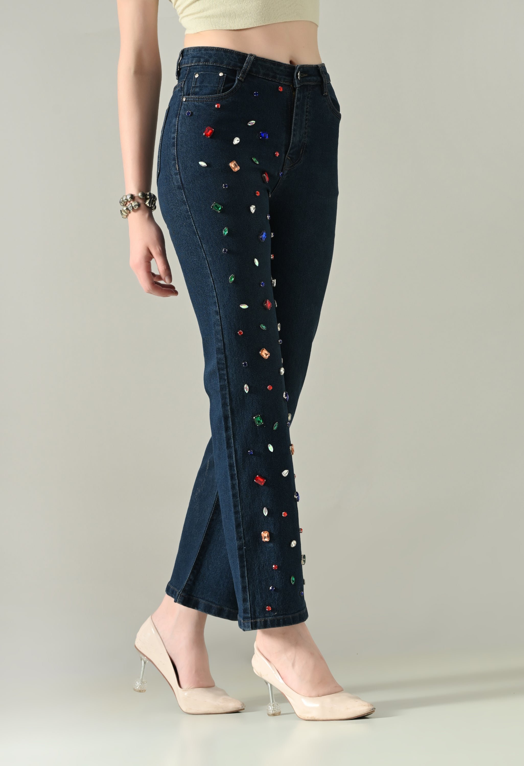 Rhinestone Radiance Denim Jeans