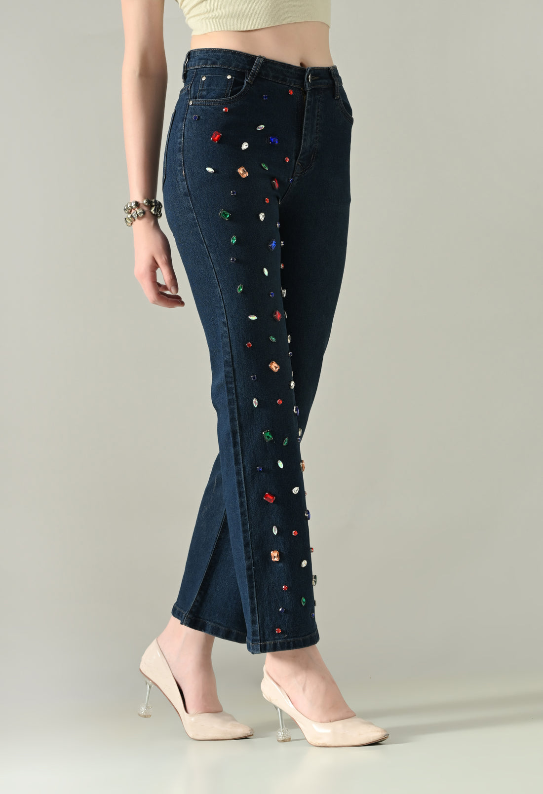Rhinestone Radiance Denim Jeans