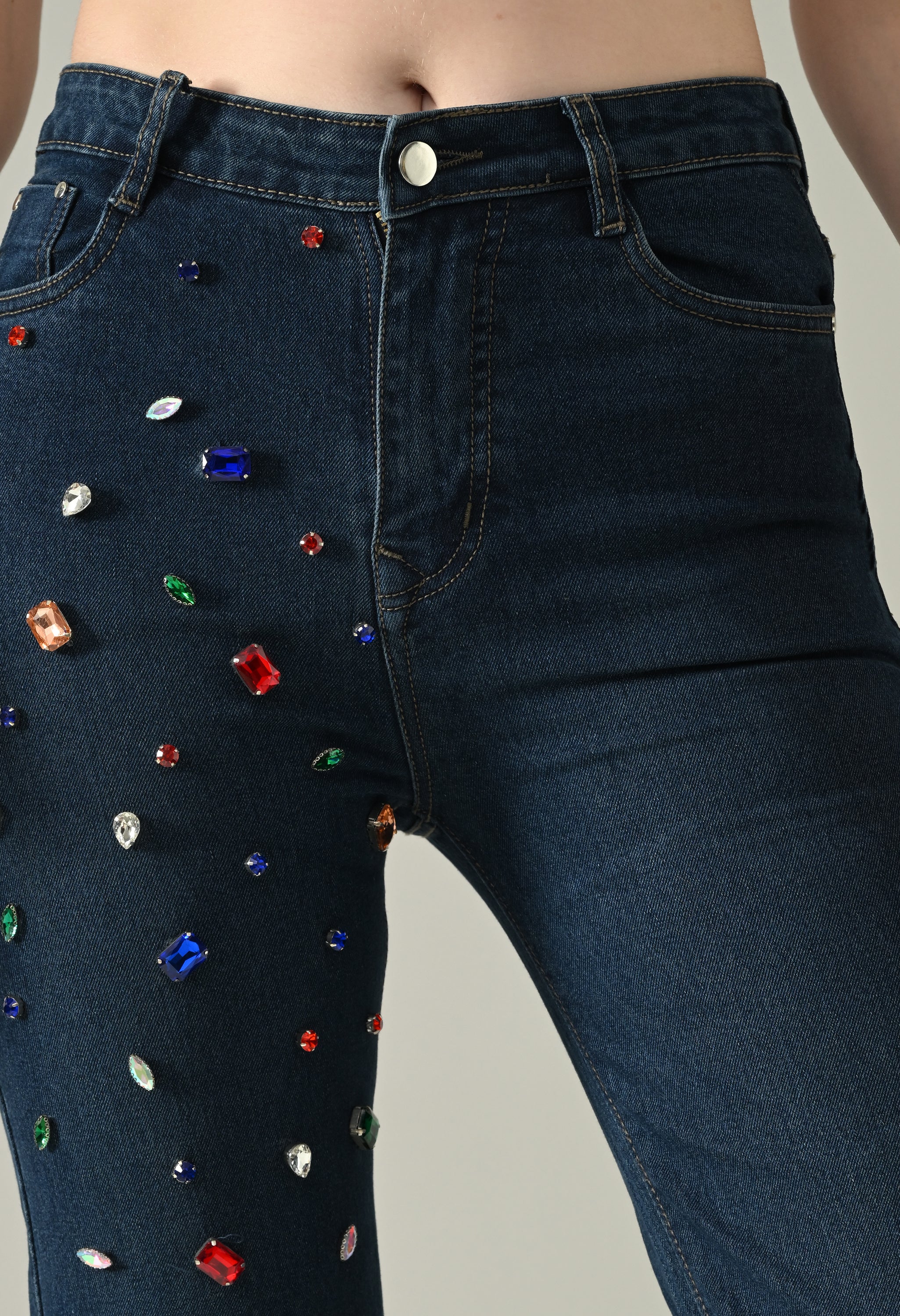 Rhinestone Radiance Denim Jeans