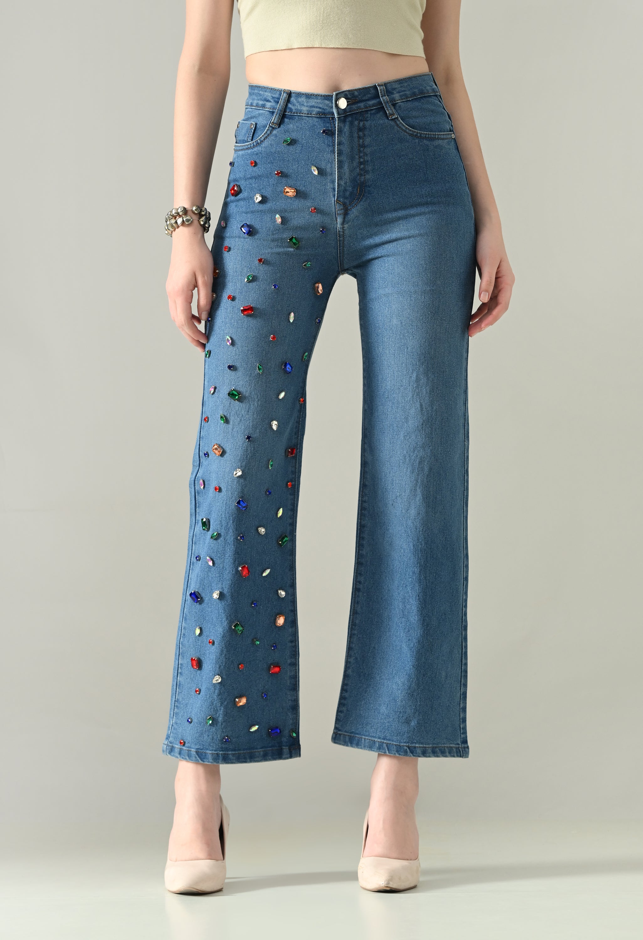 Rhinestone Radiance Denim Jeans