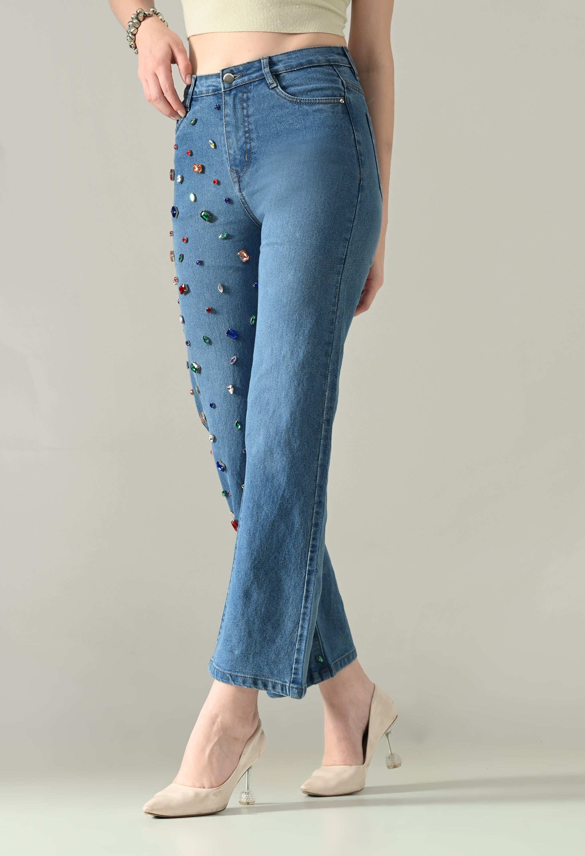 Rhinestone Radiance Denim Jeans